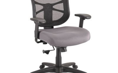 Alera Elusion Series Mesh Mid-Back Swivel/Tilt Chair, Supports Up to 275 lb, 17.9″ to 21.8″ Seat Height, Gray Seat