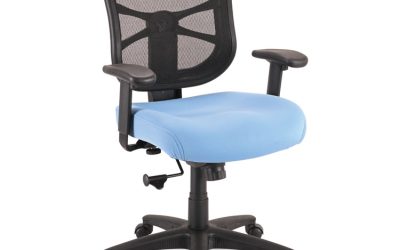 Alera Elusion Series Mesh Mid-Back Swivel/Tilt Chair, Supports Up to 275 lb, 17.9″ to 21.8″ Seat Height, Light Blue Seat