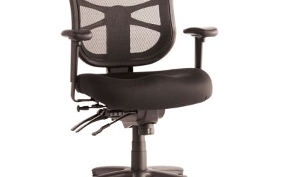 Alera Elusion Series Mesh Mid-Back Multifunction Chair, Prem Fabric, Supports Up to 275 lb, 17.7″ to 21.4″ Seat Height, Black