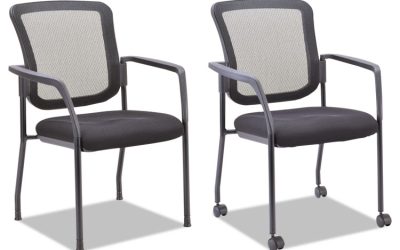 Alera Mesh Guest Stacking Chair, 26″ x 25.6″ x 36.2″, Black Seat, Black Back, Black Base