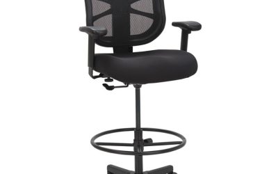 Alera Elusion Series Mesh Stool, Supports Up to 275 lb, 22.6″ to 31.6″ Seat Height, Black
