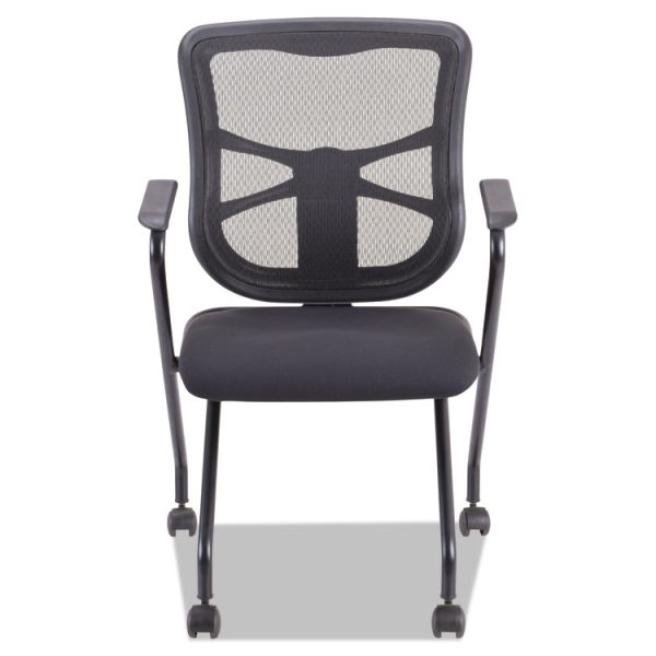 Alera Elusion Mesh Nesting Chairs with Padded Arms, Supports Up to 275 lb, 18.11" Seat Height, Black, 2/Carton - Image 2