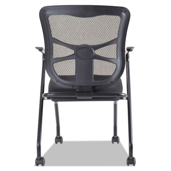 Alera Elusion Mesh Nesting Chairs with Padded Arms, Supports Up to 275 lb, 18.11" Seat Height, Black, 2/Carton - Image 4
