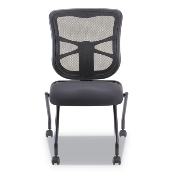 Alera Elusion Mesh Nesting Chairs, Supports Up to 275 lb, 18.1" Seat Height, Black Seat, Black Back, Black Base, 2/Carton - Image 2