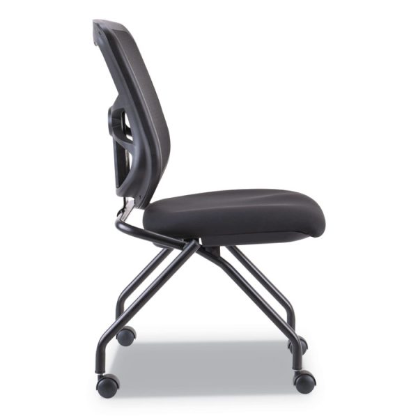 Alera Elusion Mesh Nesting Chairs, Supports Up to 275 lb, 18.1" Seat Height, Black Seat, Black Back, Black Base, 2/Carton - Image 3