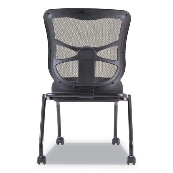 Alera Elusion Mesh Nesting Chairs, Supports Up to 275 lb, 18.1" Seat Height, Black Seat, Black Back, Black Base, 2/Carton - Image 4