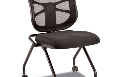 Alera Elusion Mesh Nesting Chairs, Supports Up to 275 lb, 18.1″ Seat Height, Black Seat, Black Back, Black Base, 2/Carton