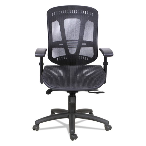 Alera Eon Series Multifunction Mid-Back Suspension Mesh Chair, Supports Up To 275 Lb, 17.51" To 21.25" Seat Height, Black - Image 2