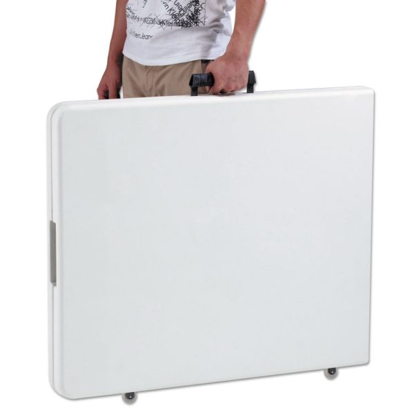 Fold-in-Half Resin Folding Table, Rectangular, 72w x 29.63d x 29.25h, White - Image 4