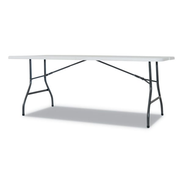 Fold-in-Half Resin Folding Table, Rectangular, 72w x 29.63d x 29.25h, White - Image 2