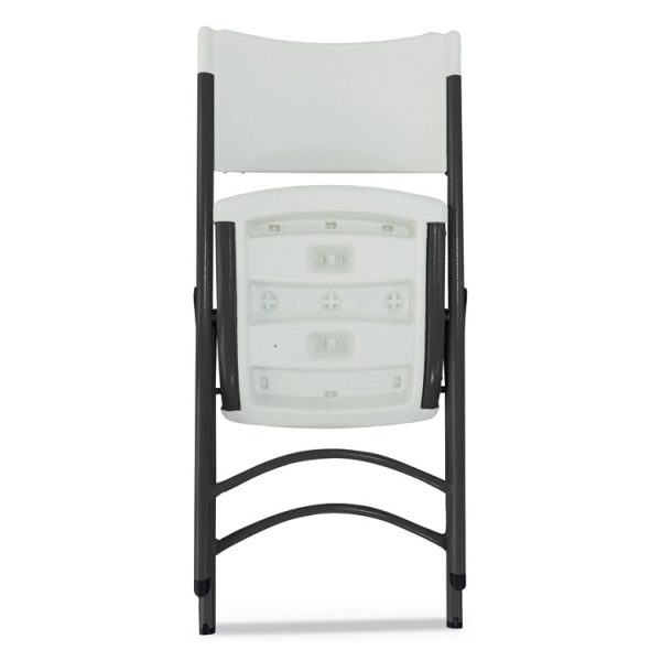 Premium Molded Resin Folding Chair, Supports Up to 250 lb, 17.52" Seat Height, White Seat, White Back, Dark Gray Base - Image 5