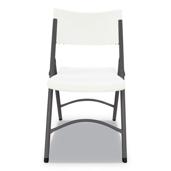 Premium Molded Resin Folding Chair, Supports Up to 250 lb, 17.52" Seat Height, White Seat, White Back, Dark Gray Base - Image 2