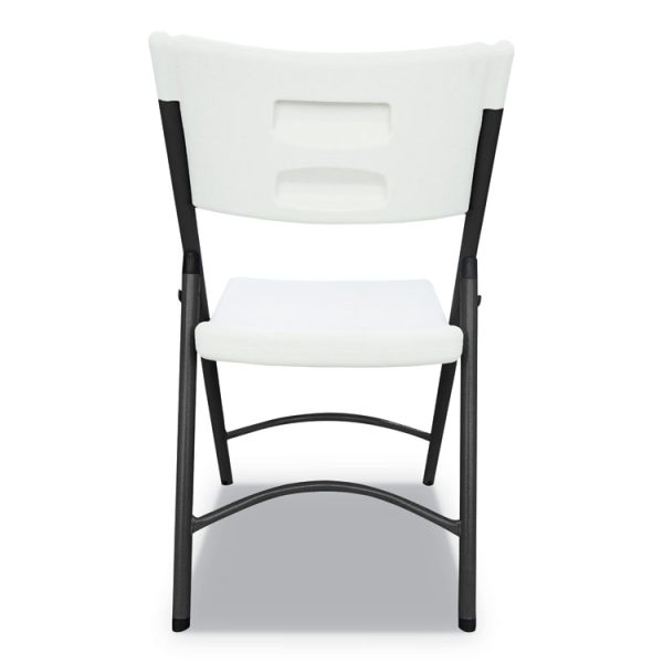 Premium Molded Resin Folding Chair, Supports Up to 250 lb, 17.52" Seat Height, White Seat, White Back, Dark Gray Base - Image 4