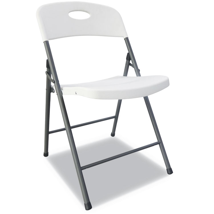 Molded Resin Folding Chair, Supports Up to 225 lb, 18.19" Seat Height, White Seat, White Back, Dark Gray Base, 4/Carton - Image 5