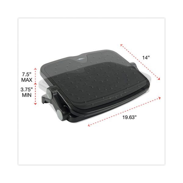Soft Cushioned Ergonomic Footrest, 14w X 19.63d X 3.75 To 7.5h, Black - Image 3