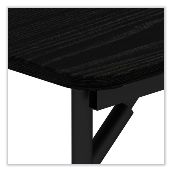 Wood Folding Table, Rectangular, 48w x 23.88d x 29h, Black - Image 4