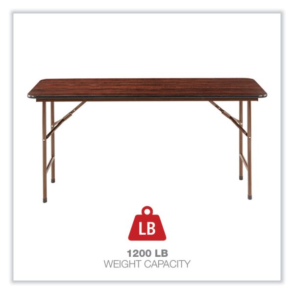 Wood Folding Table, Rectangular, 59.88w X 17.75d X 29.13h, Mahogany - Image 6