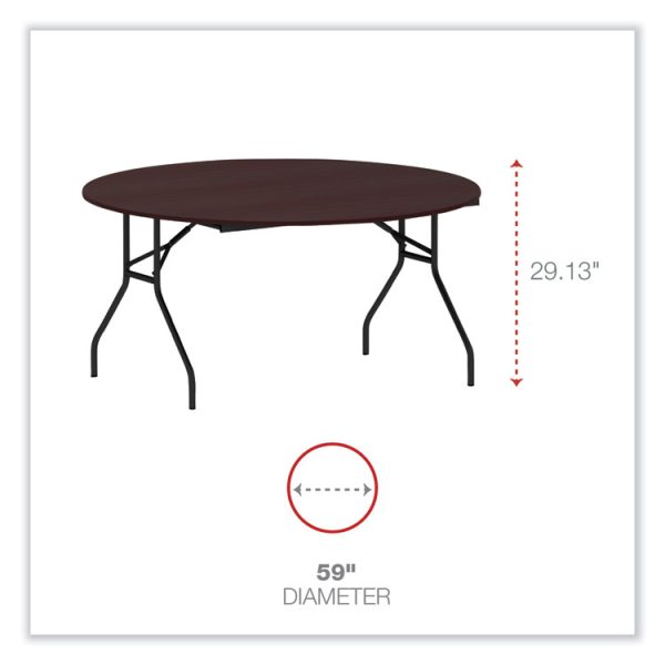 Round Wood Folding Table, 59" Diameter x 29.13h, Mahogany - Image 2