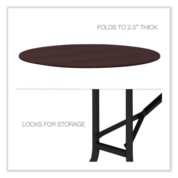 Round Wood Folding Table, 59" Diameter x 29.13h, Mahogany - Image 3