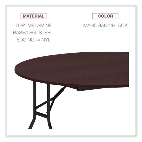 Round Wood Folding Table, 59" Diameter x 29.13h, Mahogany - Image 4