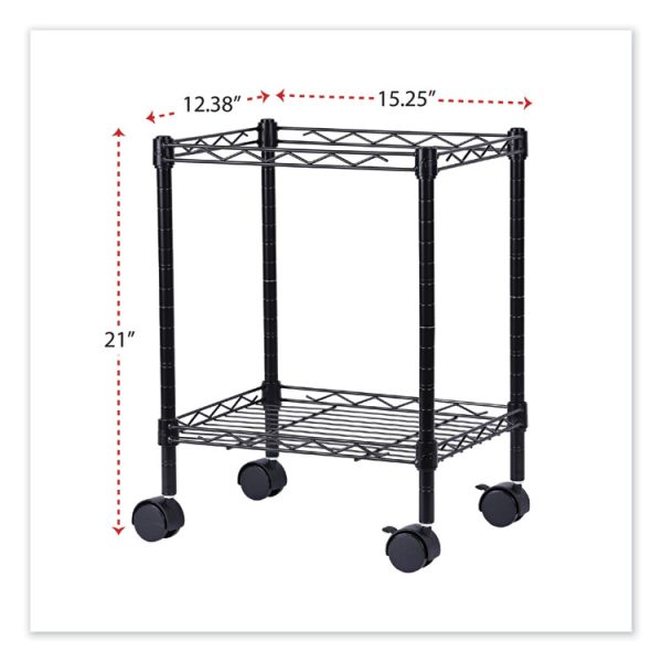 Compact File Cart for Side-to-Side Filing, Metal, 1 Shelf, 1 Bin, 15.25" x 12.38" x 21", Black - Image 2