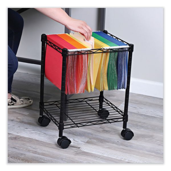 Compact File Cart for Side-to-Side Filing, Metal, 1 Shelf, 1 Bin, 15.25" x 12.38" x 21", Black - Image 5