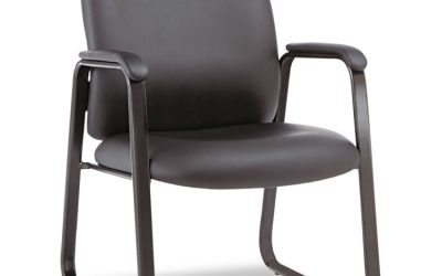 Alera Genaro Bonded Leather High-Back Guest Chair, 24.60″ x 24.80″ x 36.61″, Black Seat, Black Back, Black Base