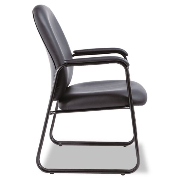 Alera Genaro Bonded Leather High-Back Guest Chair, 24.60" x 24.80" x 36.61", Black Seat, Black Back, Black Base - Image 2