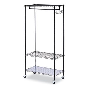 Wire Shelving Garment Rack, 30 Garments, 36w X 18d X 75h, Black