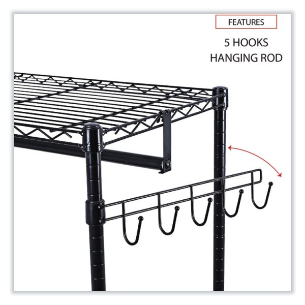 Wire Shelving Garment Rack, 30 Garments, 36w X 18d X 75h, Black - Image 4