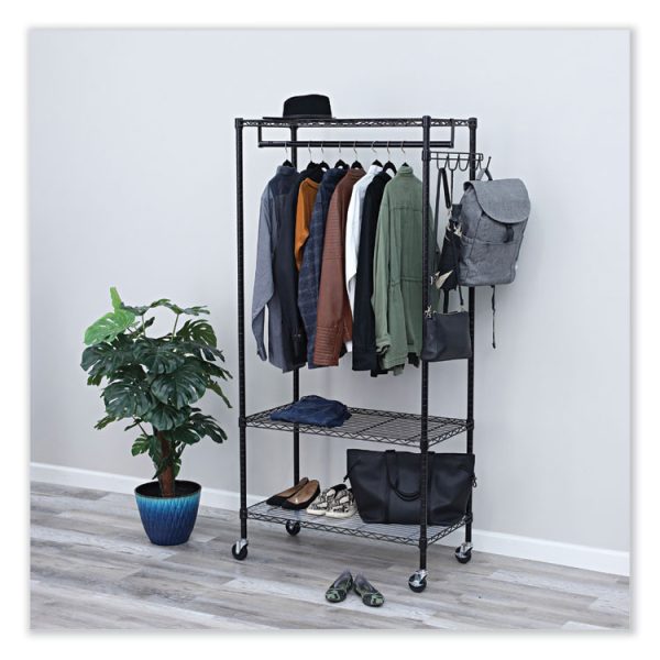 Wire Shelving Garment Rack, 30 Garments, 36w X 18d X 75h, Black - Image 5