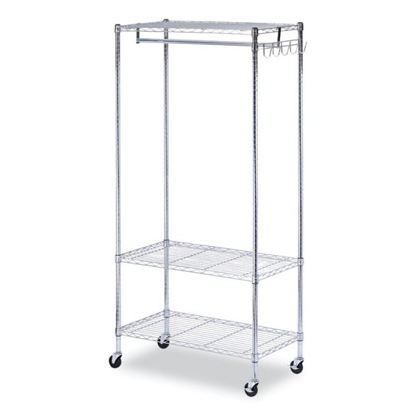 Wire Shelving Garment Rack, 30 Garments, 36w X 18d X 75h, Silver