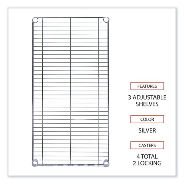 Wire Shelving Garment Rack, 30 Garments, 36w X 18d X 75h, Silver - Image 3