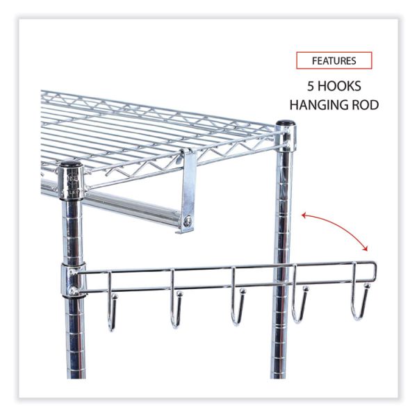 Wire Shelving Garment Rack, 30 Garments, 36w X 18d X 75h, Silver - Image 4