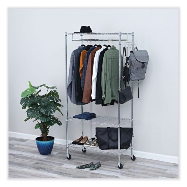 Wire Shelving Garment Rack, 30 Garments, 36w X 18d X 75h, Silver - Image 5