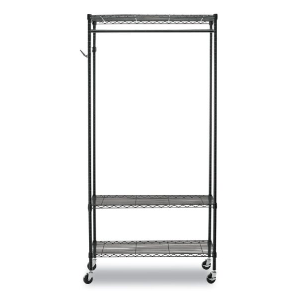 Wire Shelving Garment Rack, 40 Garments, 48w X 18d X 75h, Black - Image 3