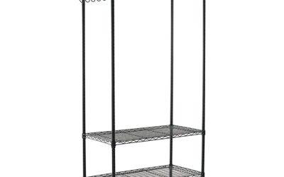 Wire Shelving Garment Rack, 40 Garments, 48w X 18d X 75h, Black