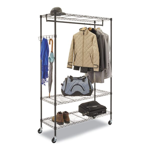 Wire Shelving Garment Rack, 40 Garments, 48w X 18d X 75h, Black - Image 4