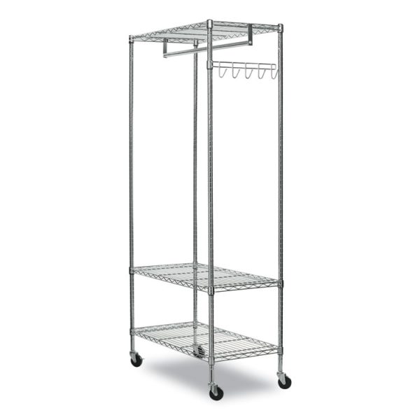 Wire Shelving Garment Rack, 40 Garments, 48w X 18d X 75h, Silver - Image 3