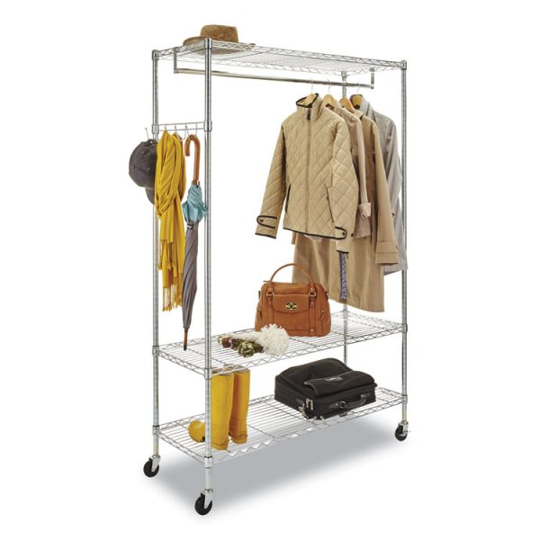 Wire Shelving Garment Rack, 40 Garments, 48w X 18d X 75h, Silver - Image 4
