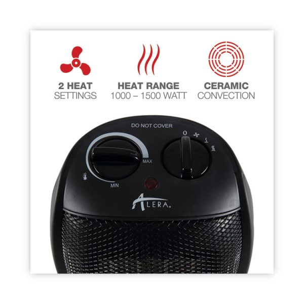 Ceramic Heater, 1,500 W, 7.12 x 5.87 x 8.75, Black - Image 4