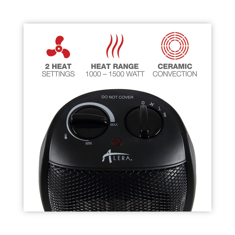 Ceramic Heater, 1,500 W, 7.12 x 5.87 x 8.75, Black - Image 4