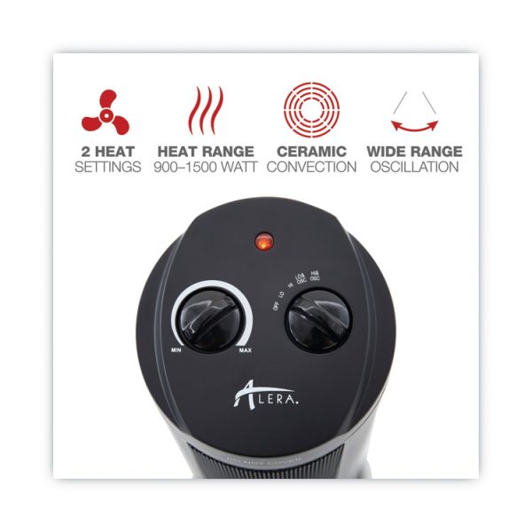 Mini Tower Ceramic Heater, 1,500 W, 7.37 x 7.37 x 17.37, Black - Image 4