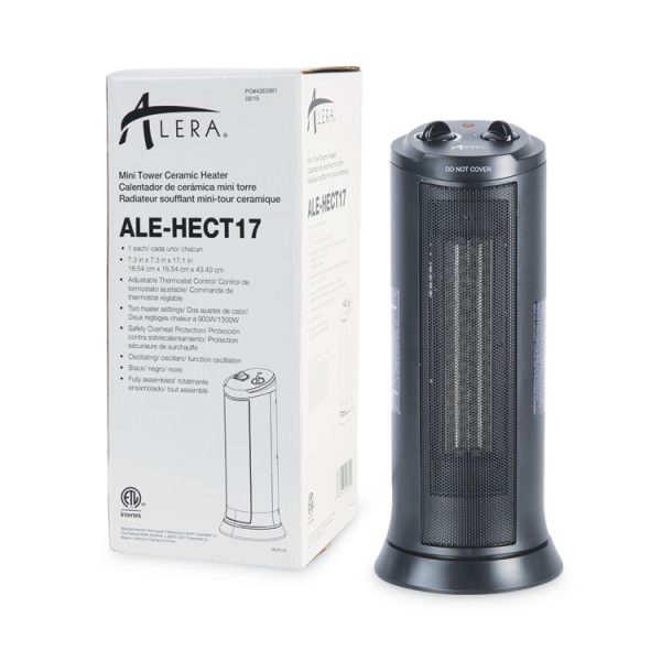 Mini Tower Ceramic Heater, 1,500 W, 7.37 x 7.37 x 17.37, Black - Image 6