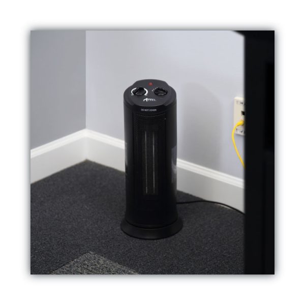 Mini Tower Ceramic Heater, 1,500 W, 7.37 x 7.37 x 17.37, Black - Image 5