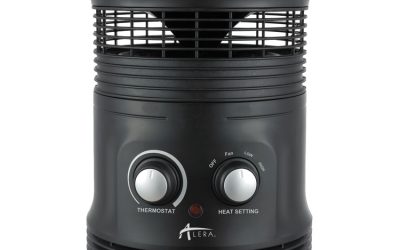 360 Deg Circular Fan Forced Heater, 750 W, 8 x 8 x 12, Black