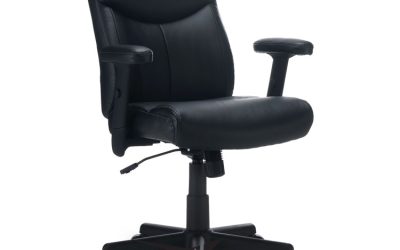 Alera Harthope Leather Task Chair, Supports Up to 275 lb, Black Seat/Back, Black Base