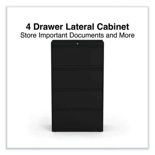 Lateral File, 4 Legal/Letter-Size File Drawers, Black, 30" x 18.63" x 52.5" - Image 5