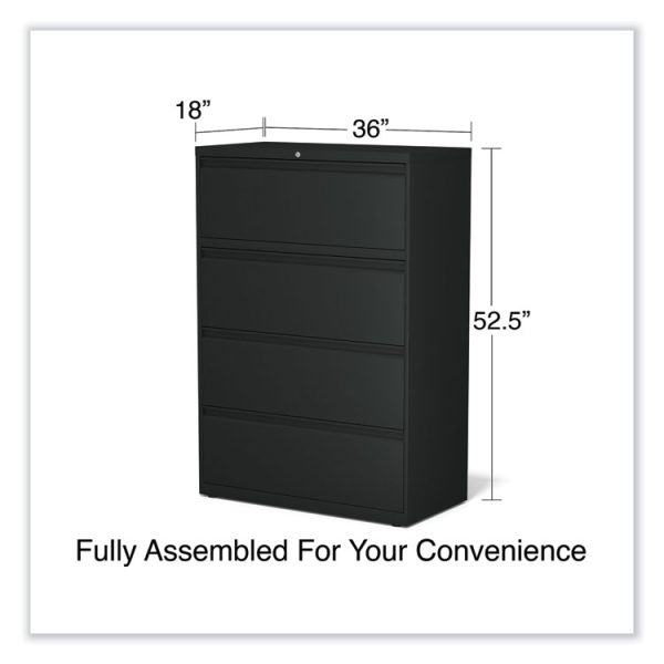 Lateral File, 4 Legal/Letter-Size File Drawers, Black, 36" x 18.63" x 52.5" - Image 6