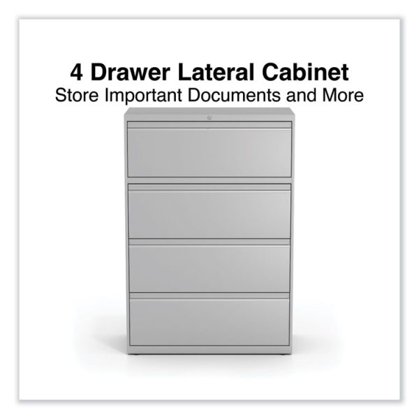 Lateral File, 4 Legal/Letter-Size File Drawers, Light Gray, 36" x 18.63" x 52.5" - Image 2